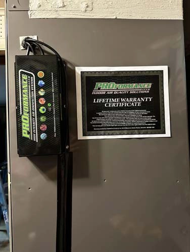 Indoor air quality equipment installed near an HVAC air handler