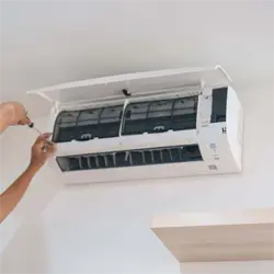 Ductless mini-split system installed on an interior wall